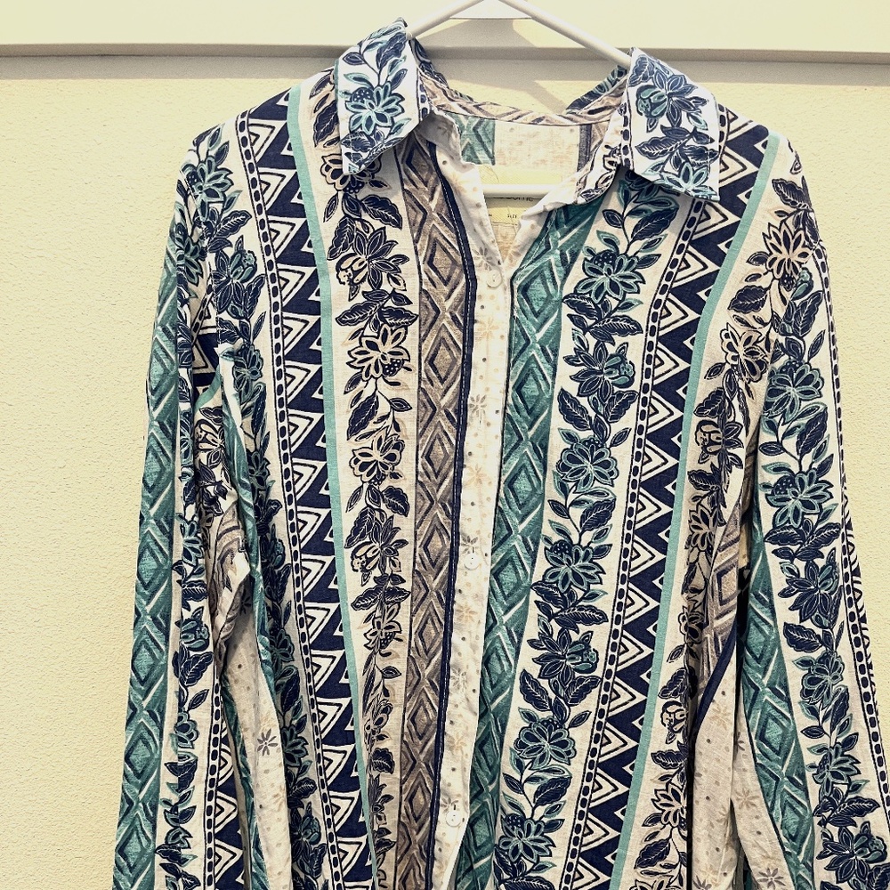 Liz Claiborne Linen Shirt Long-Sleeved